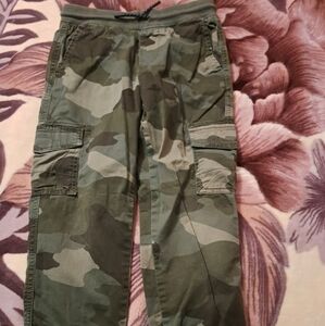 Camouflage Cargo Pants with Drawstring Waist